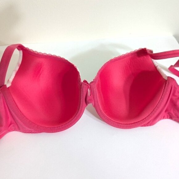 Like New VS Lined Perfect Coverage White/Hot Pink Lace 36C - Picture 4 of 5